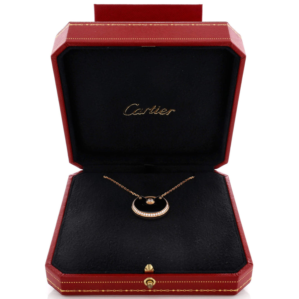 Amulette de Cartier Pendant Necklace 18K Rose Gold with Onyx and Diamonds Medium