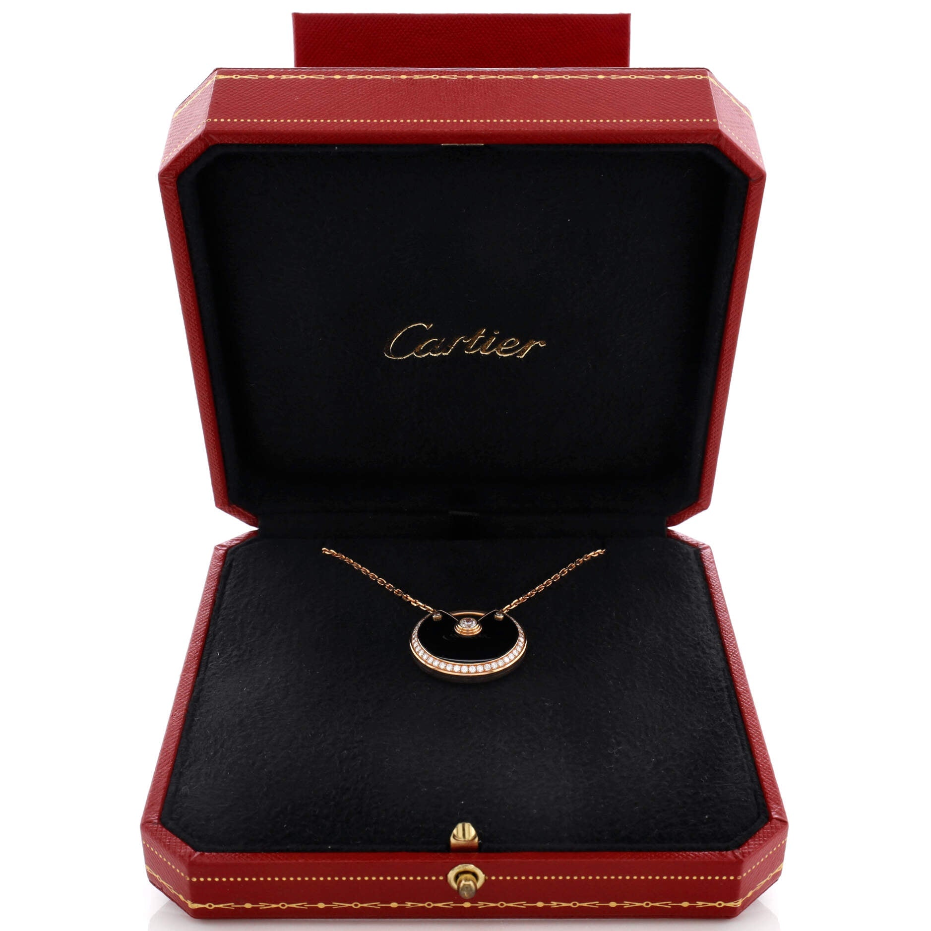Amulette de Cartier Pendant Necklace 18K Rose Gold with Onyx and Diamonds Medium