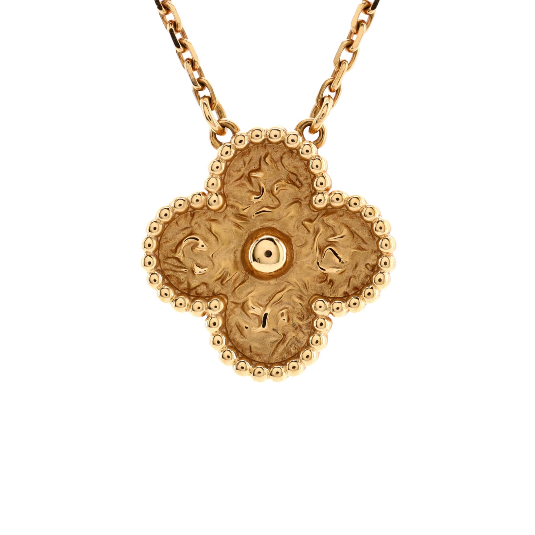 Vintage Alhambra Pendant Necklace 18K Yellow Gold