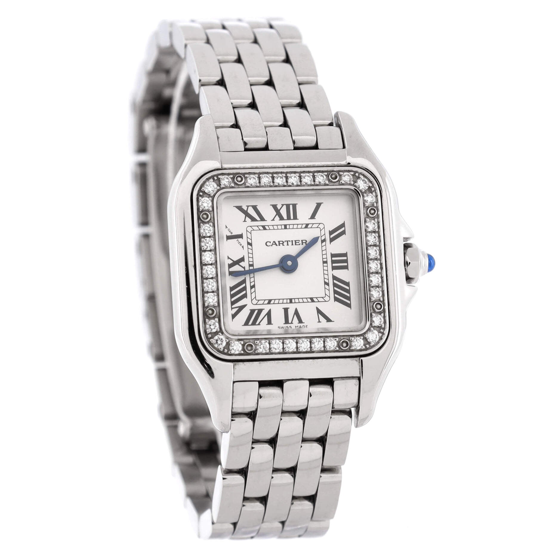 Panthere de Cartier Quartz Watch Stainless Steel with Diamond Bezel 22