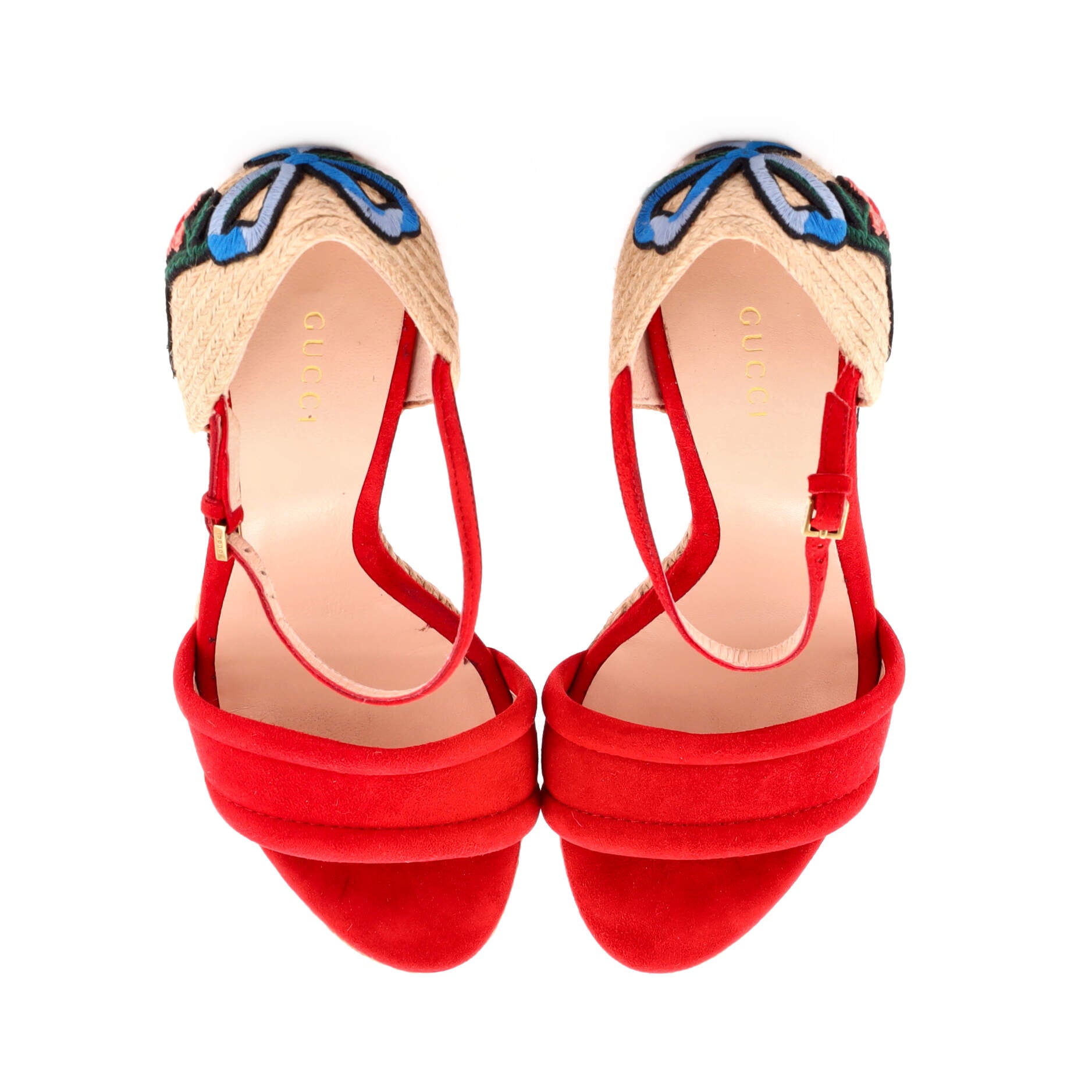 Women's Embroidered Wedge Espadrilles Suede with Applique