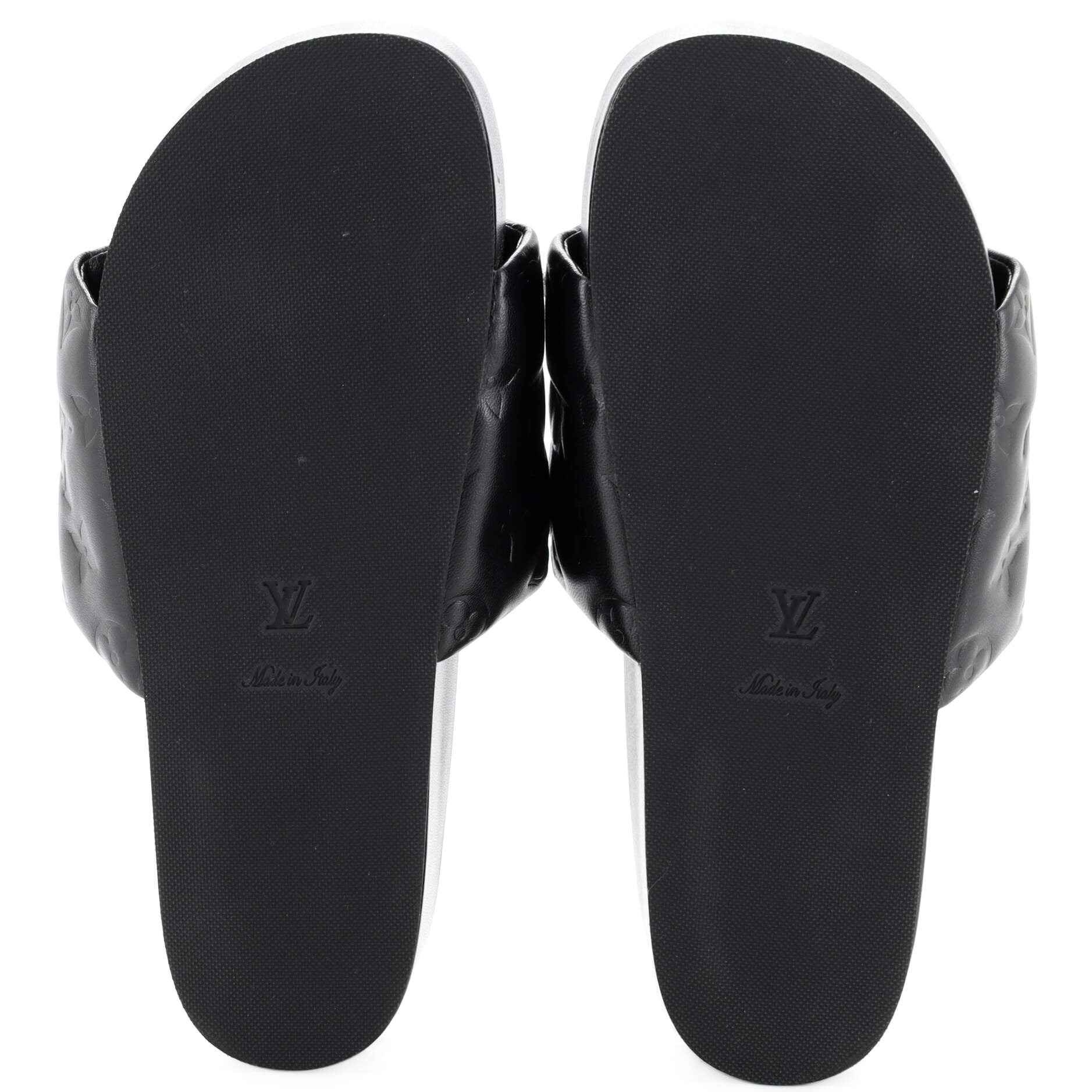 Women's Jumbo Flatform Mule Sandals Monogram Embossed Lambskin