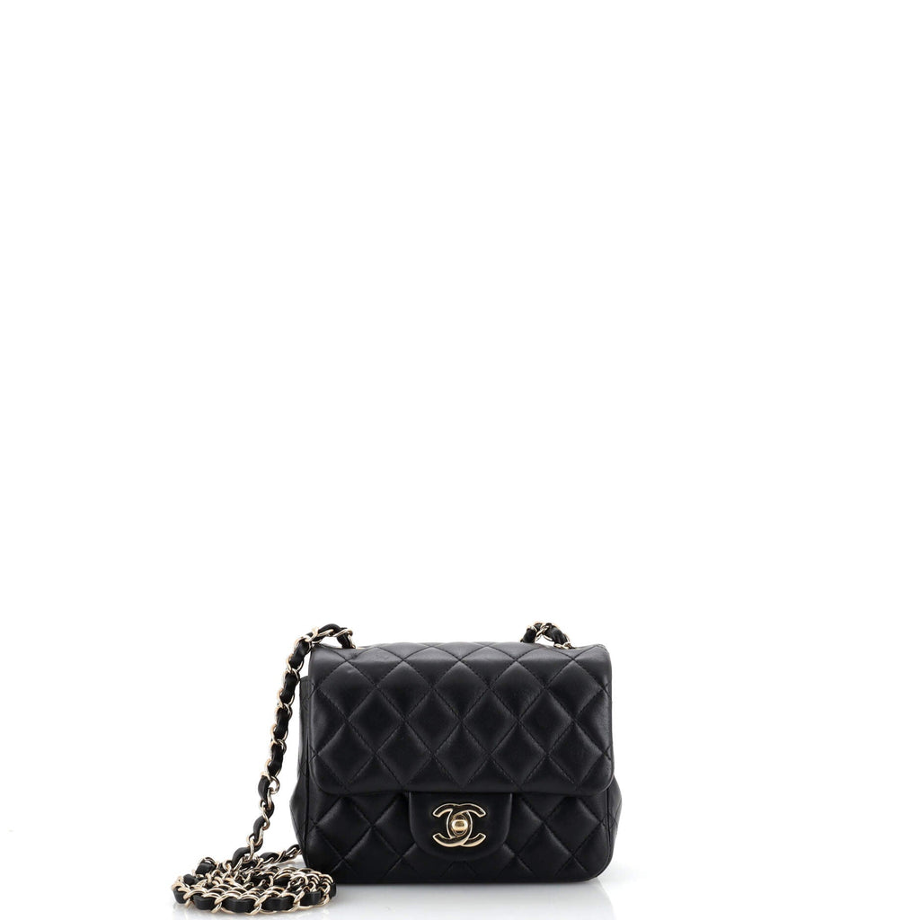 Square Classic Single Flap Bag Quilted Lambskin Mini