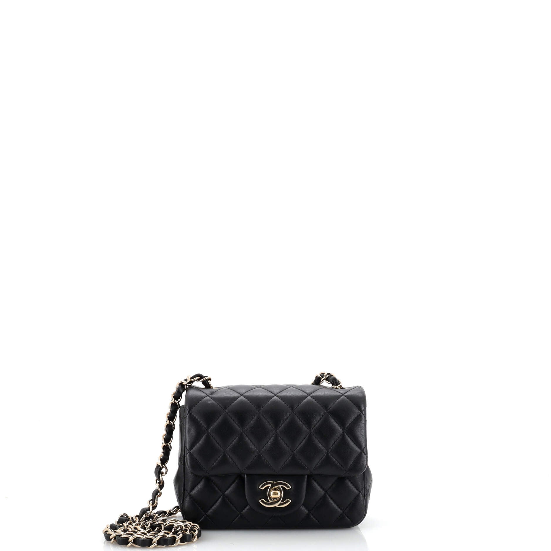 Square Classic Single Flap Bag Quilted Lambskin Mini