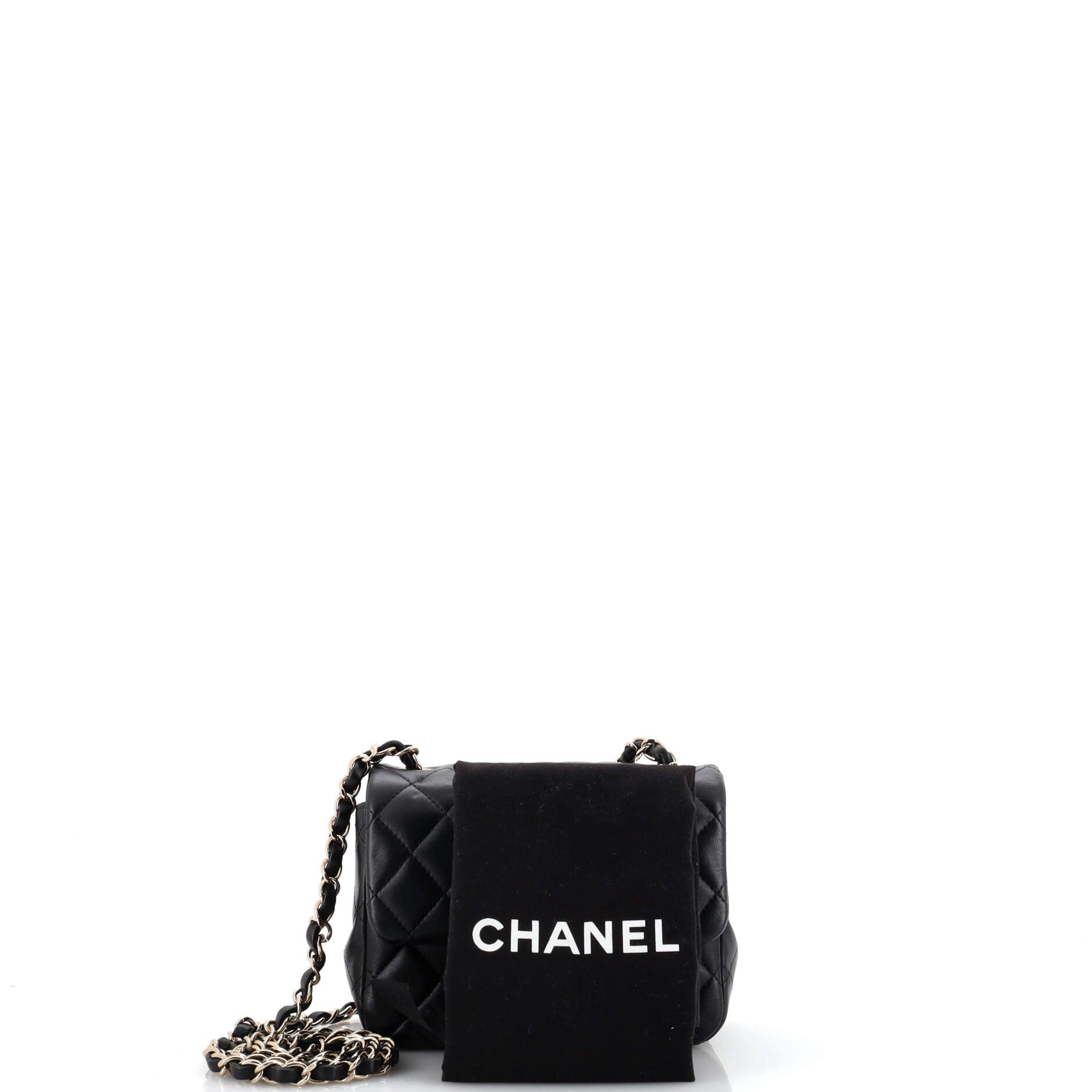Square Classic Single Flap Bag Quilted Lambskin Mini