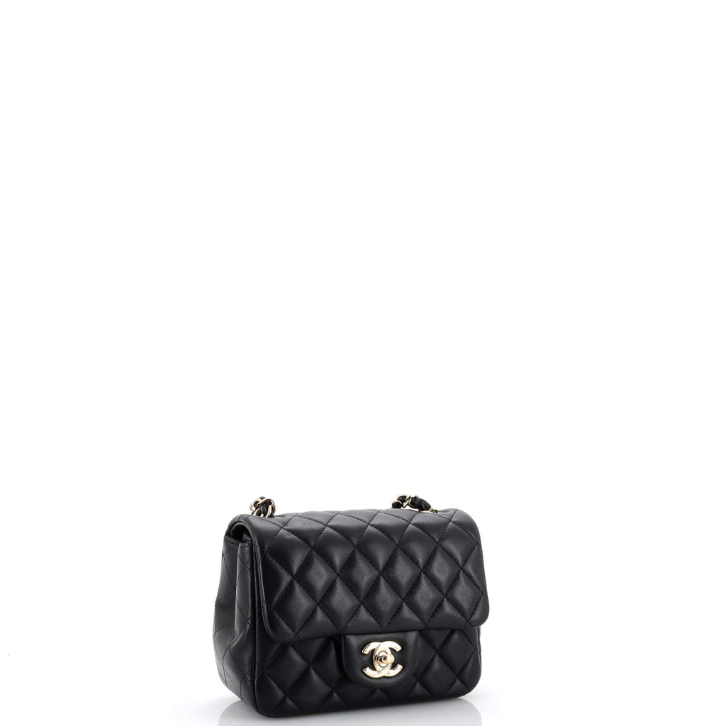 Square Classic Single Flap Bag Quilted Lambskin Mini