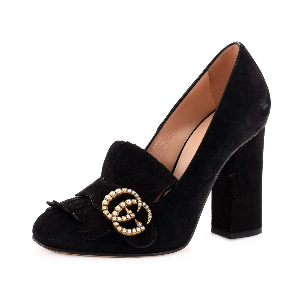 Women's GG Marmont Fringed Pumps Suede