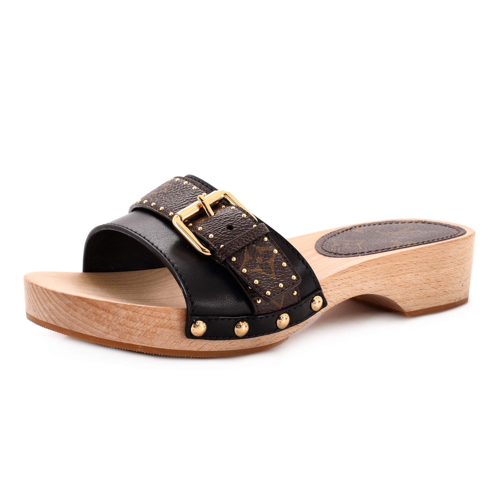 Women's Cottage Mules Leather with Monogram Canvas