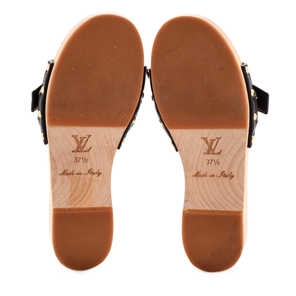 Women's Cottage Mules Leather with Monogram Canvas