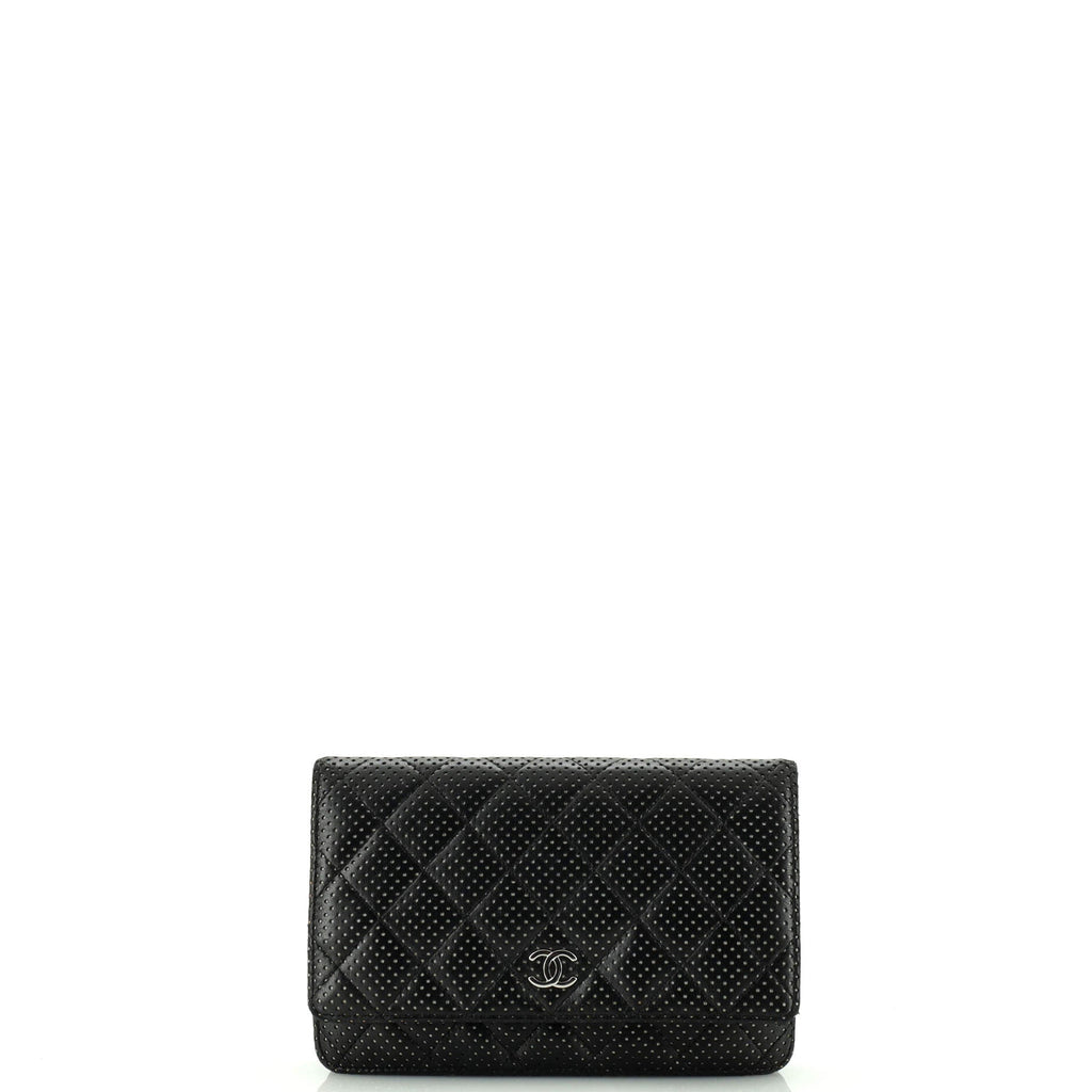 CC Flap Wallet Clutch Quilted Perforated Lambskin