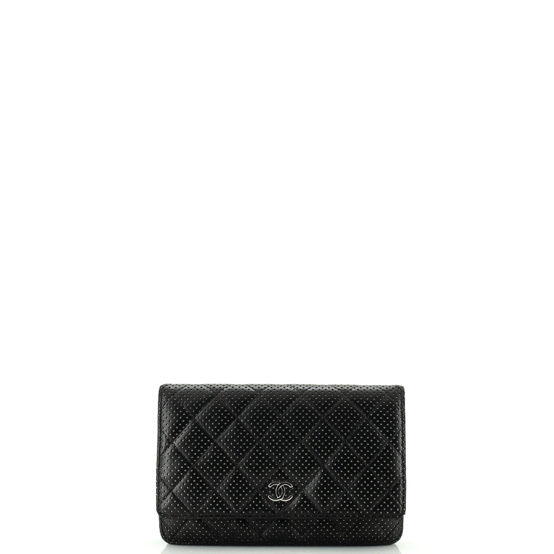 CC Flap Wallet Clutch Quilted Perforated Lambskin
