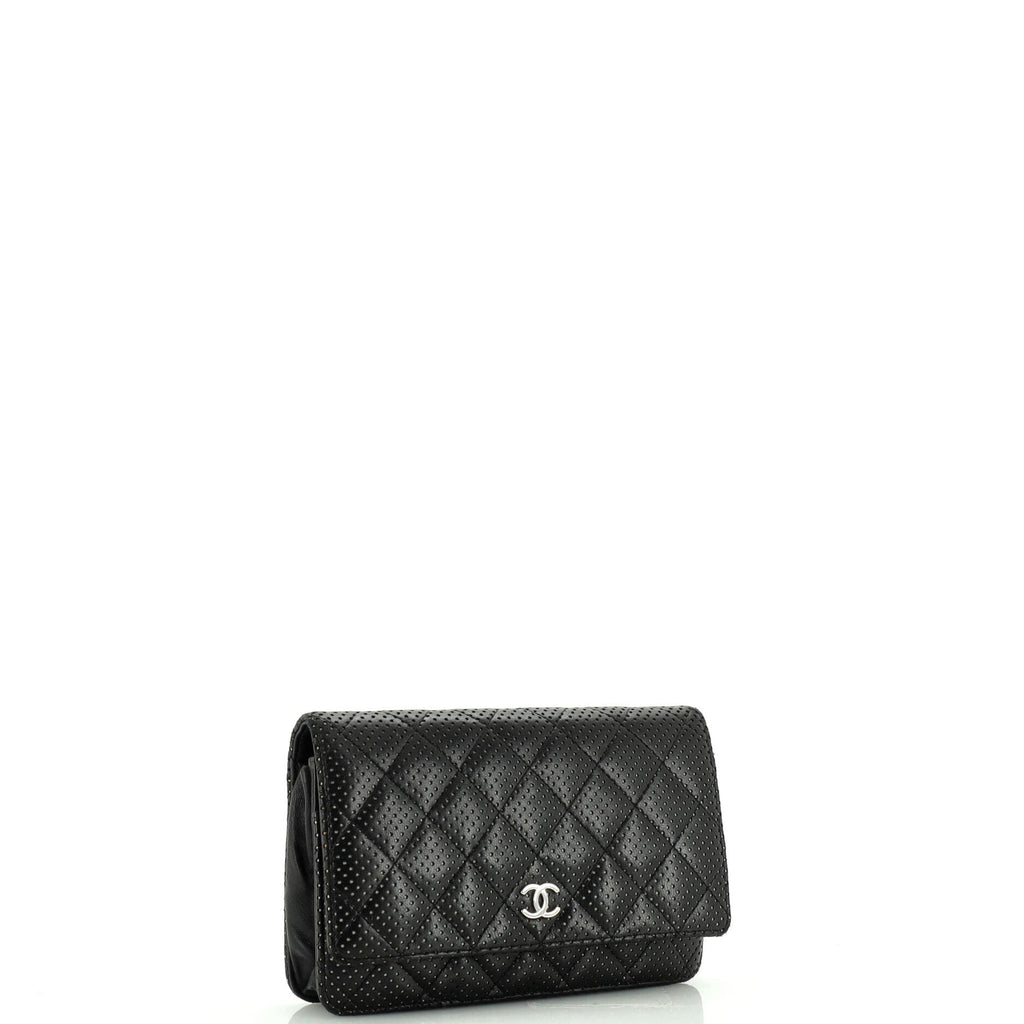 CC Flap Wallet Clutch Quilted Perforated Lambskin