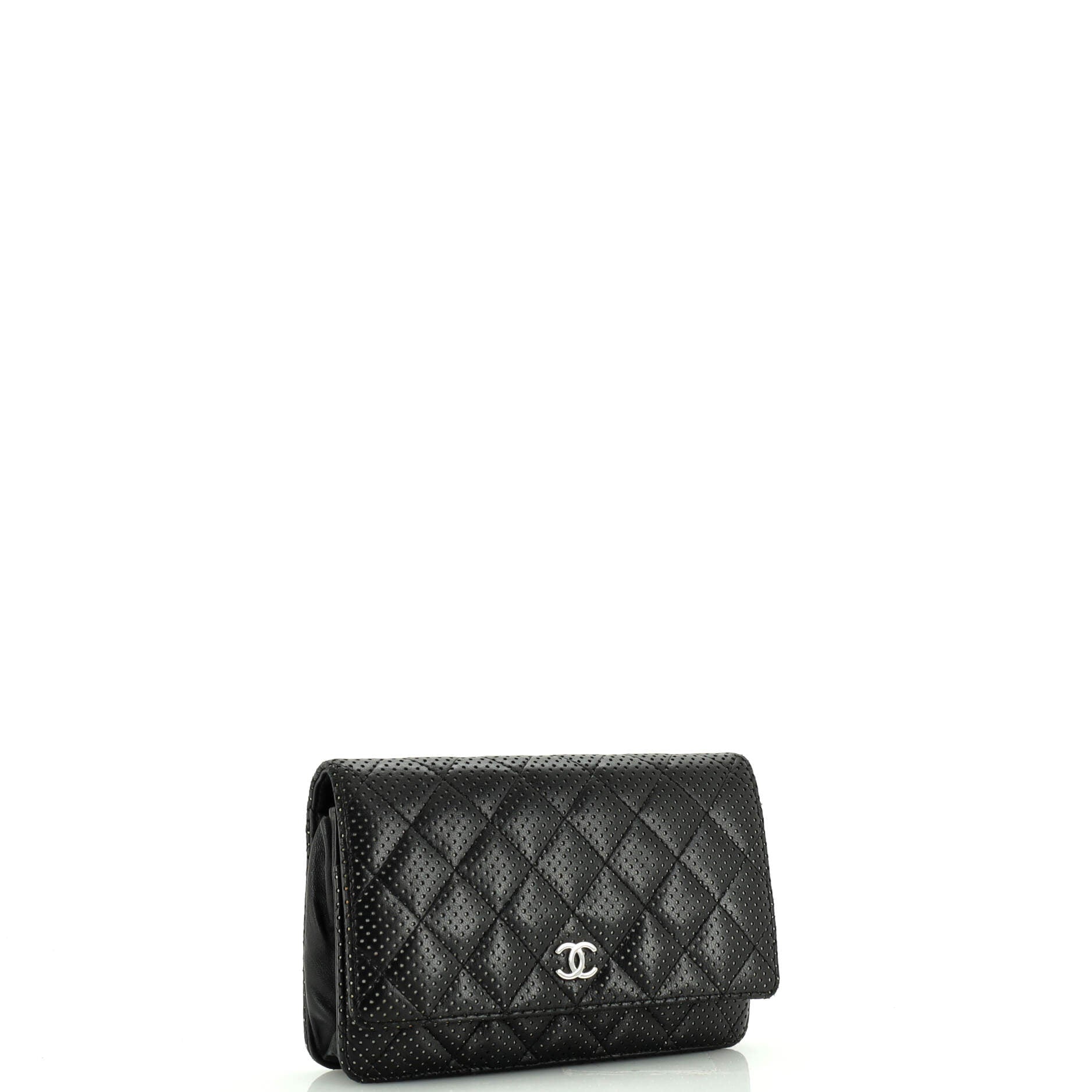CC Flap Wallet Clutch Quilted Perforated Lambskin