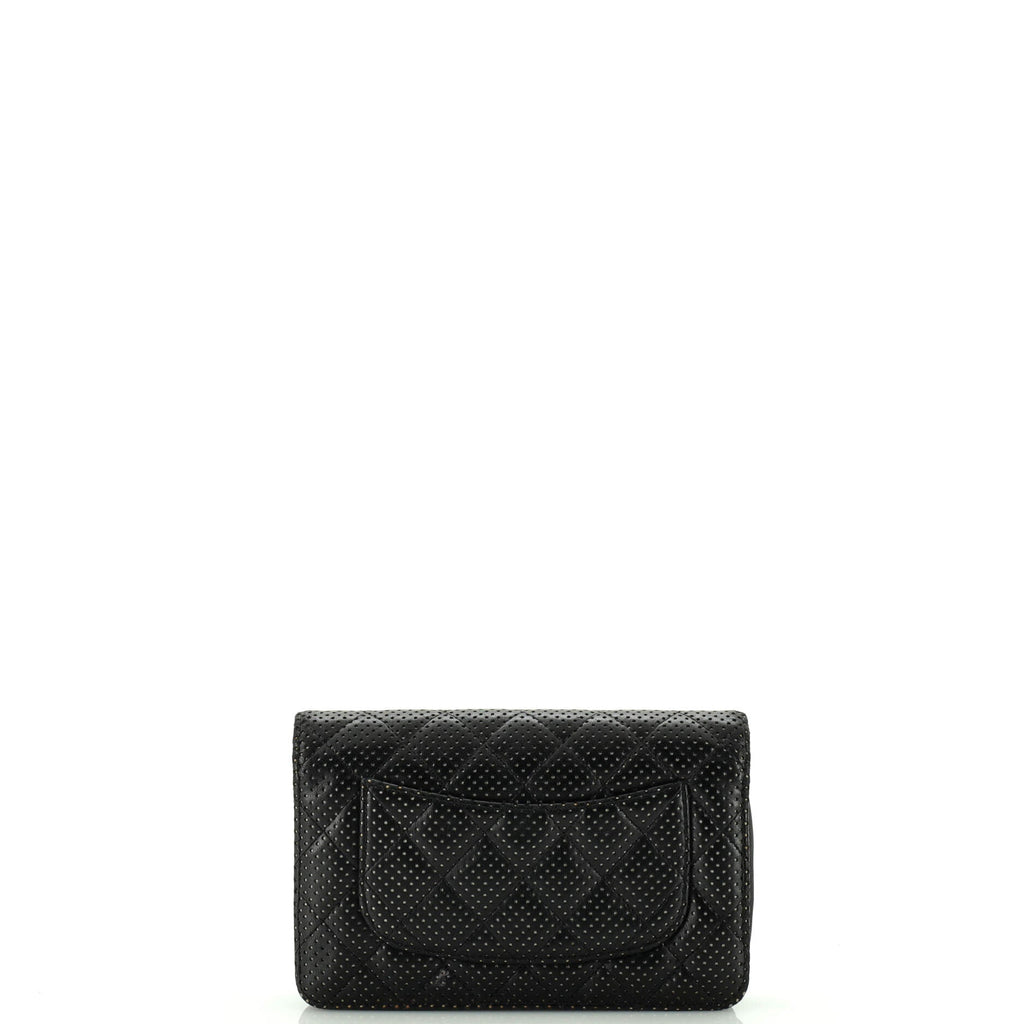 CC Flap Wallet Clutch Quilted Perforated Lambskin