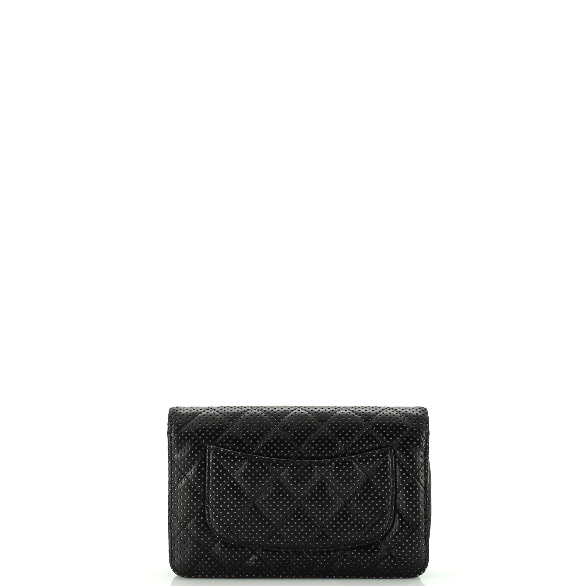CC Flap Wallet Clutch Quilted Perforated Lambskin