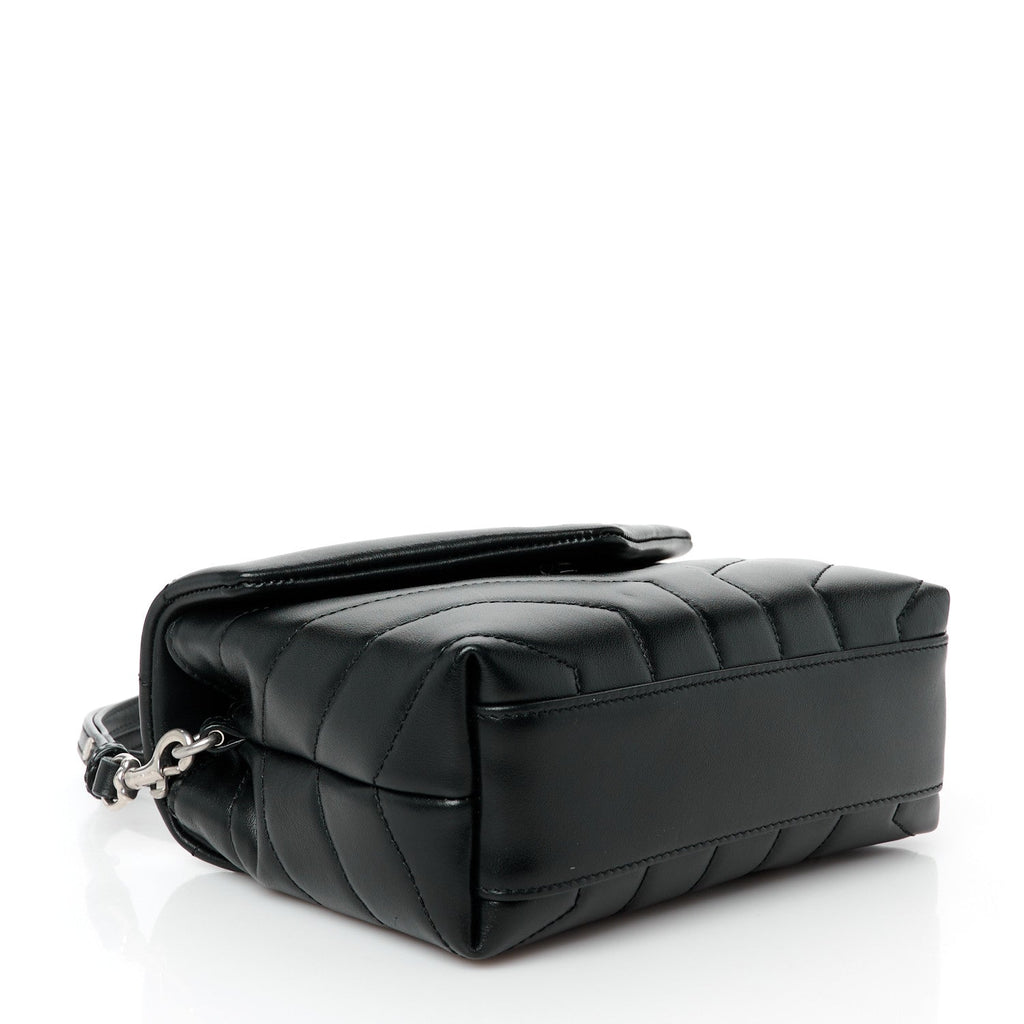 Calfskin Y Quilted Monogram Toy Loulou Crossbody Bag Black