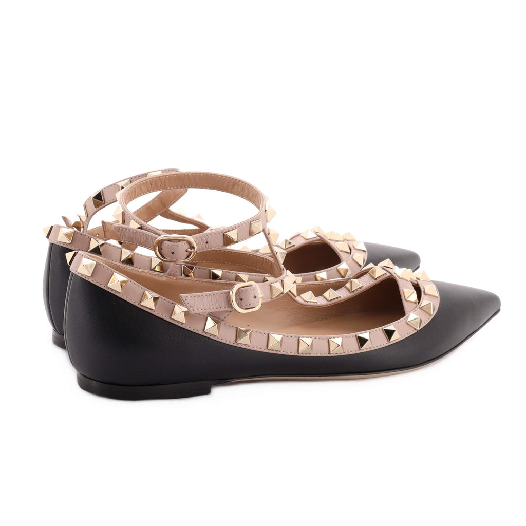 Women's Rockstud Caged Ballerina Flats Leather
