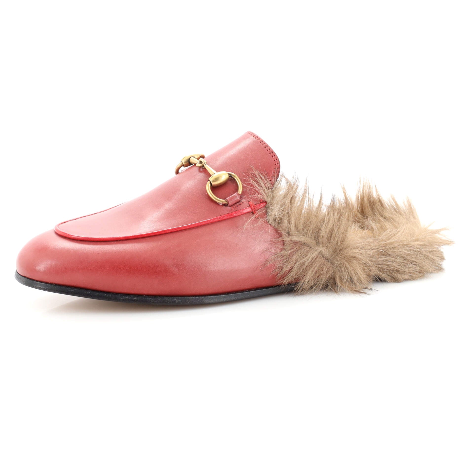 Women's Princetown Mules Leather with Fur