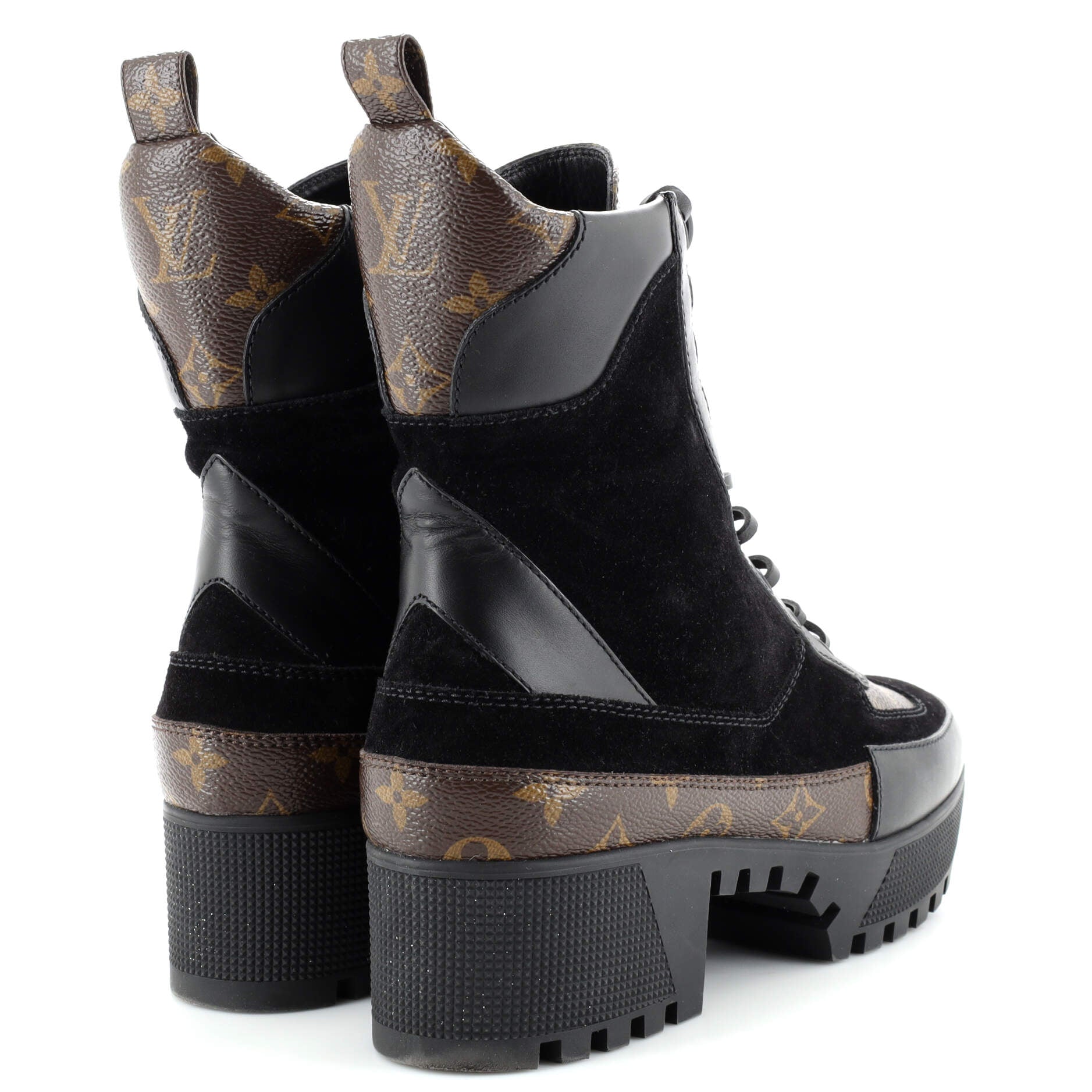 Women's Laureate Platform Desert Boots Suede with Monogram Canvas