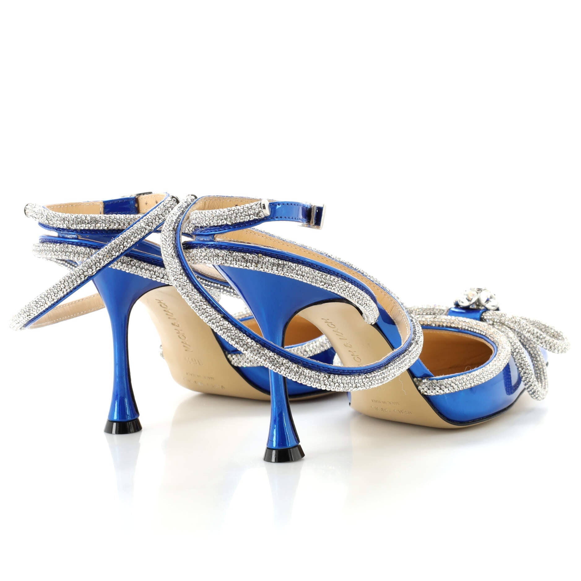 Women's Double Bow Ankle Strap Pumps Patent 110