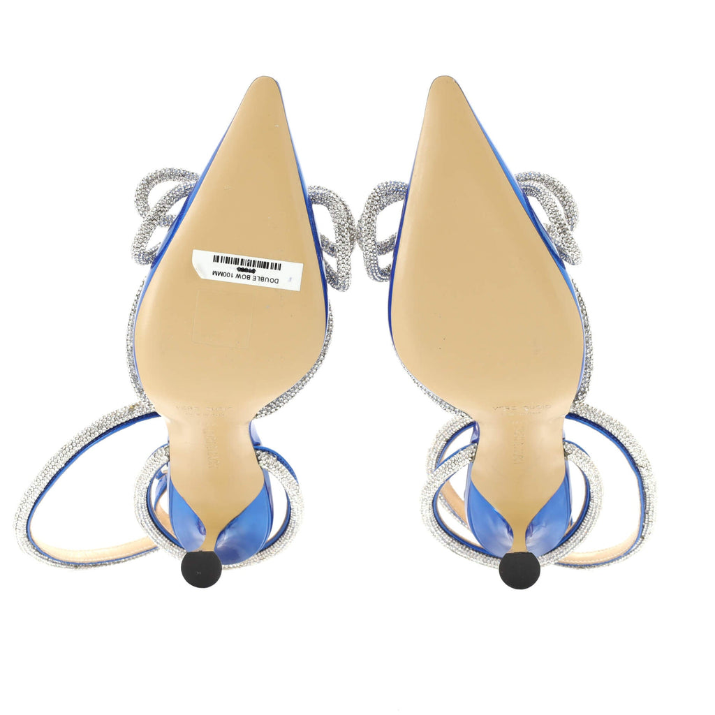 Women's Double Bow Ankle Strap Pumps Patent 110