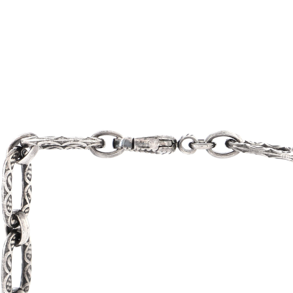 Engraved Interlocking G Chain Link Pendant Necklace Sterling Silver Large