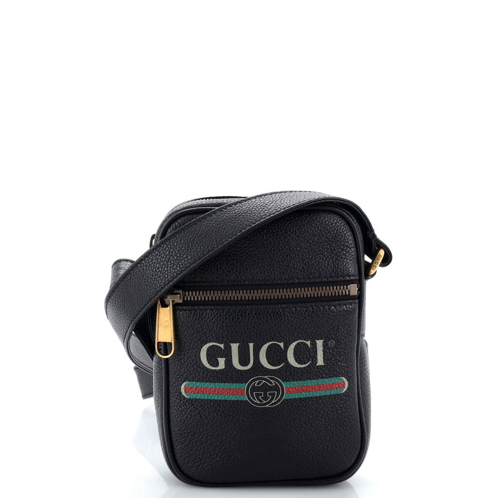 Logo Zip Messenger Bag Printed Leather Mini