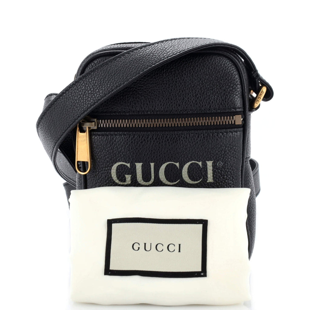 Logo Zip Messenger Bag Printed Leather Mini