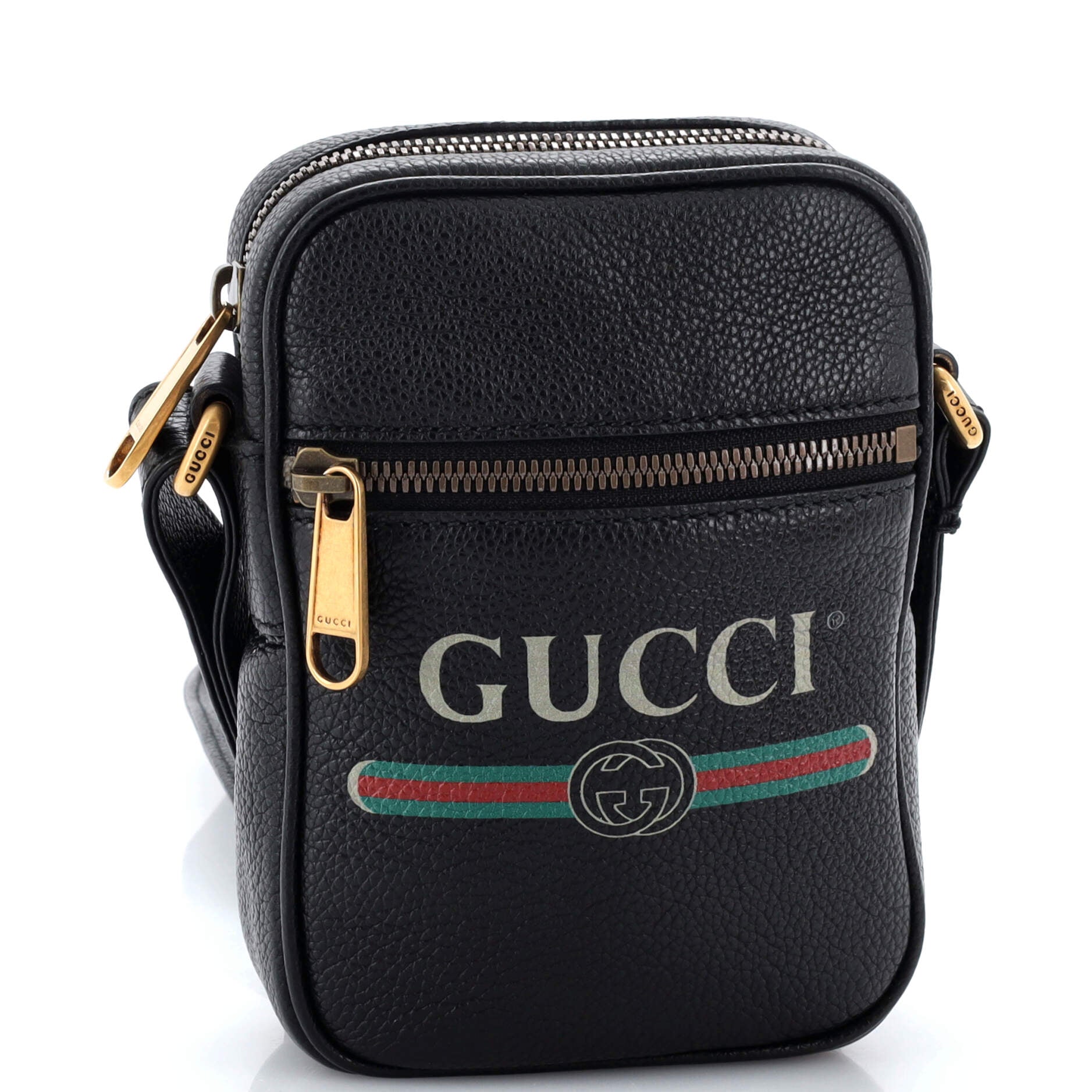Logo Zip Messenger Bag Printed Leather Mini