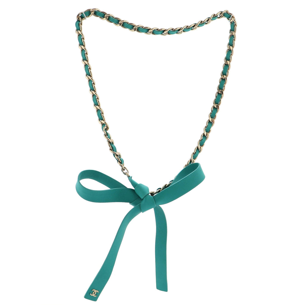 Bow Chain-Link Belt Lambskin and Metal 85