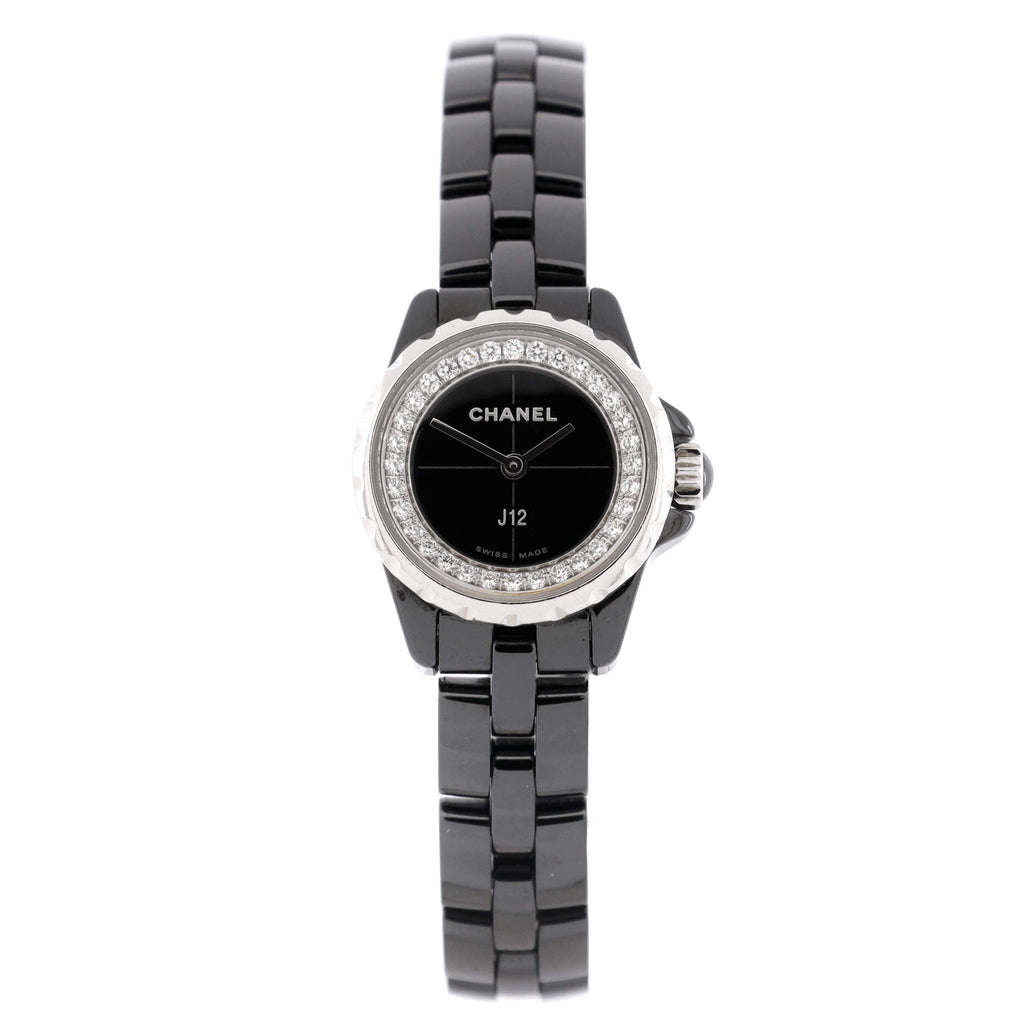 J12 XS Quartz Watch Ceramic and Stainless Steel with Diamond Flange 19