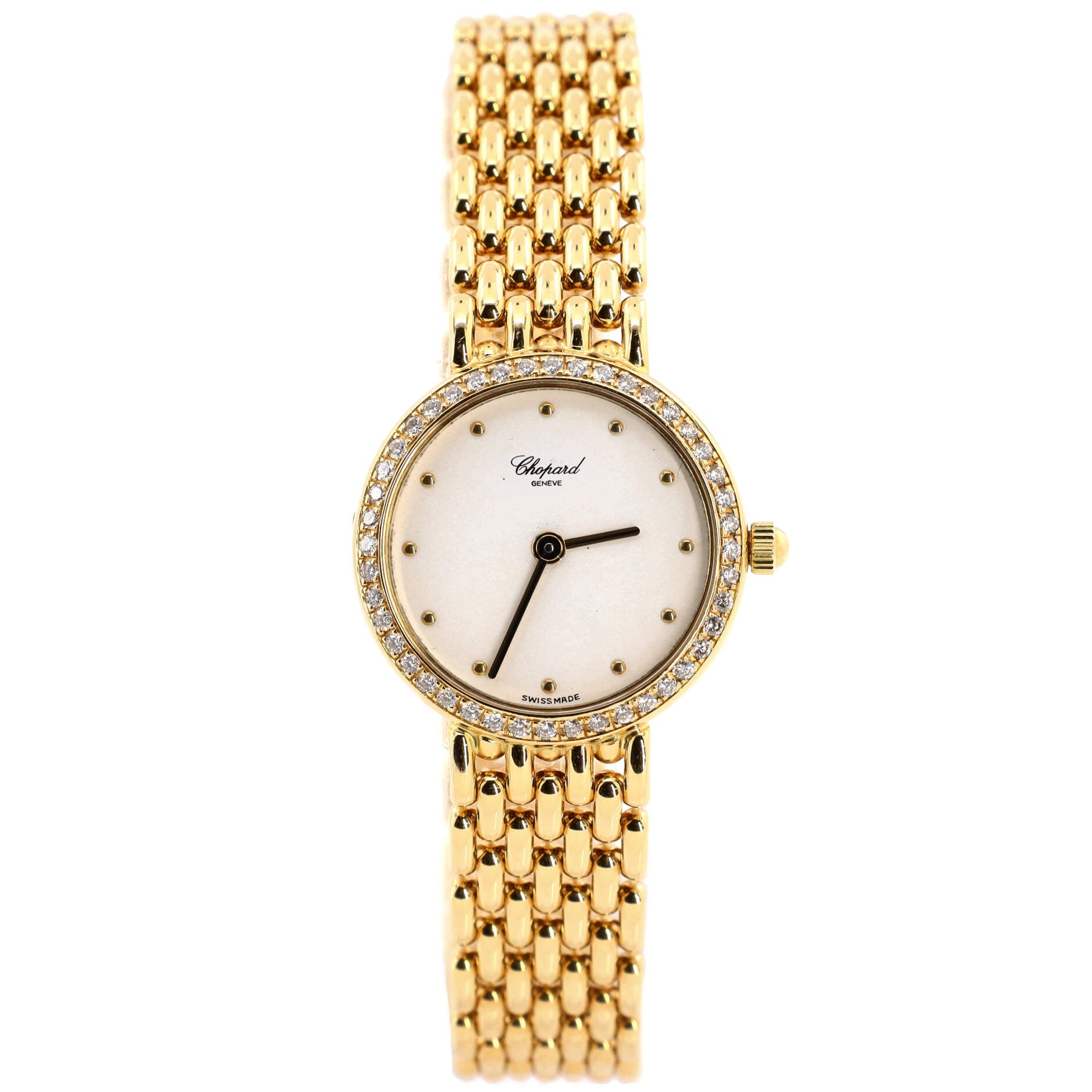 Classic Round Quartz Watch Yellow Gold with Diamond Bezel 21