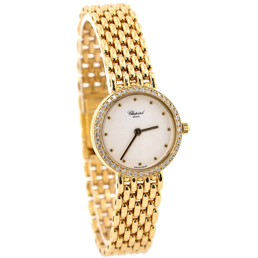Classic Round Quartz Watch Yellow Gold with Diamond Bezel 21