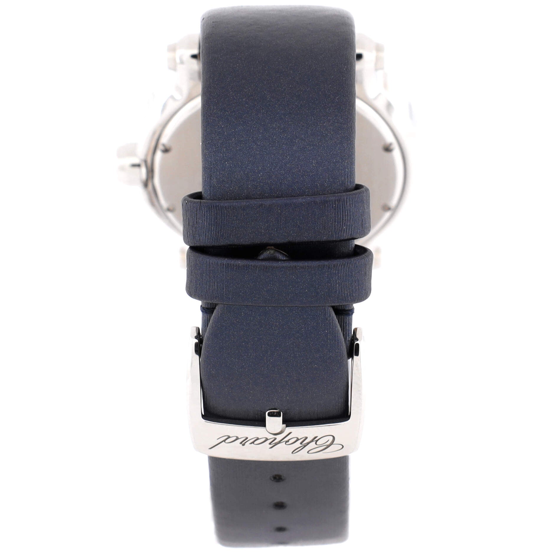 Happy Sport Fish Round Quartz Watch Stainless Steel and Rubber with Floating Rubies and Sapphires 36