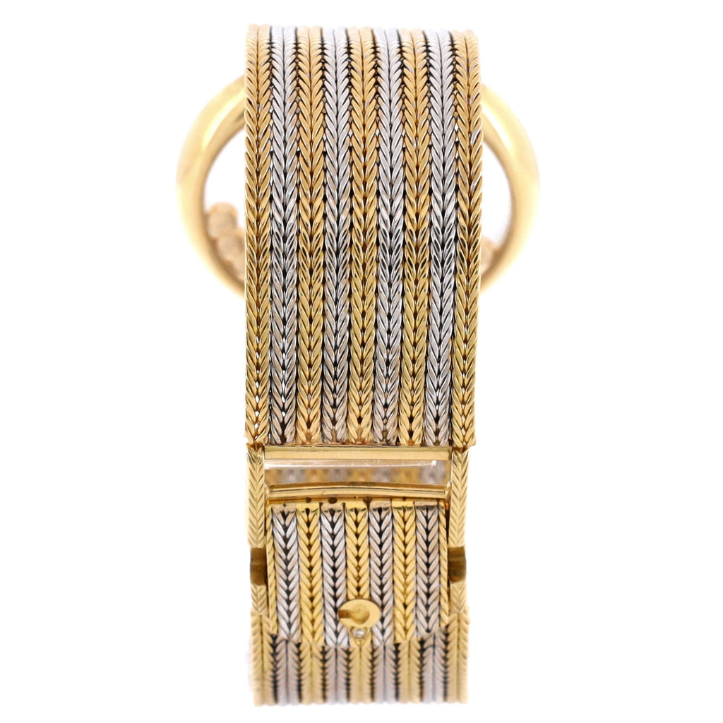 Happy Diamonds Round Quartz Watch Yellow Gold and White Gold with Diamond Bezel and 12 Floating Diamonds 32