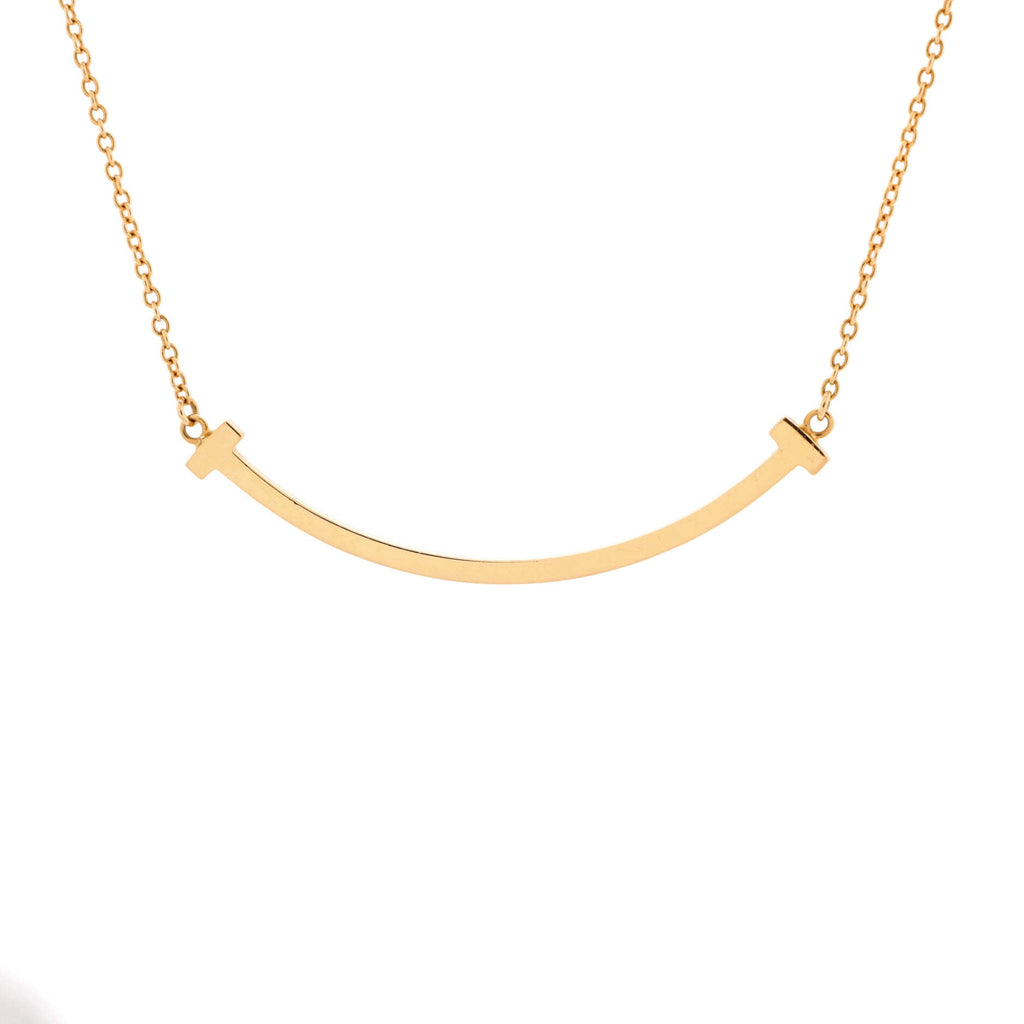 T Smile Pendant Necklace 18K Yellow Gold Small