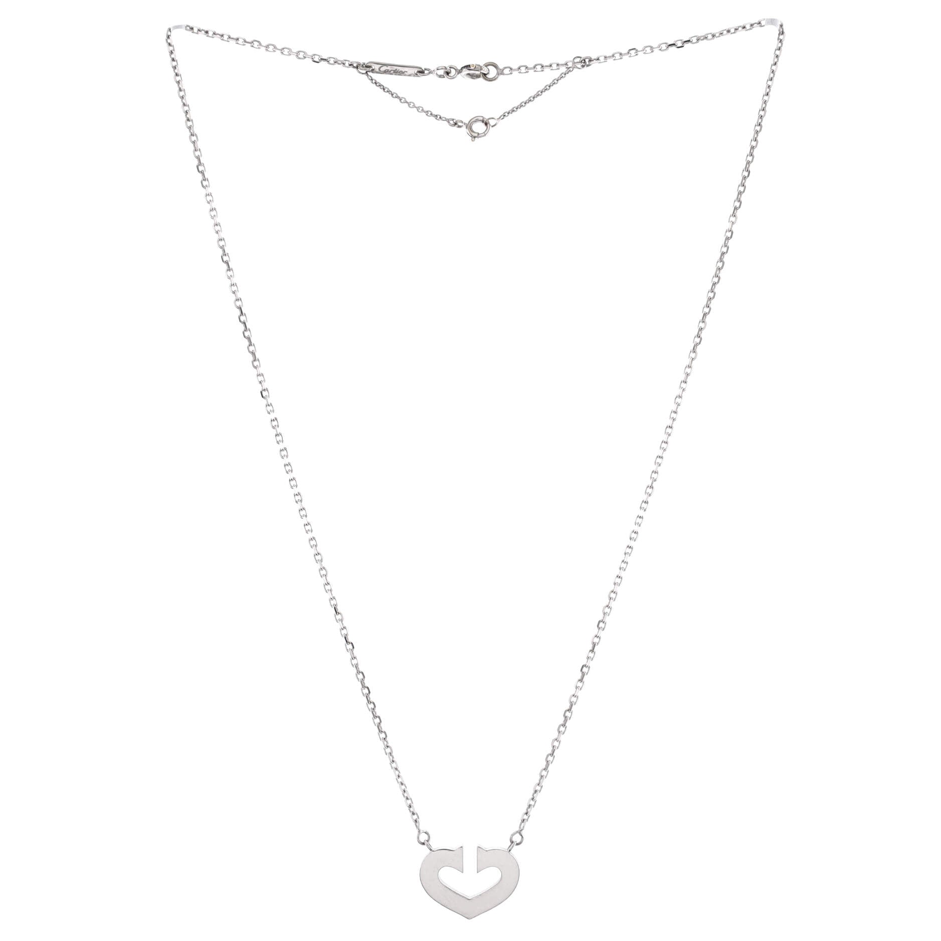 C Heart de Cartier Pendant Necklace 18K White Gold