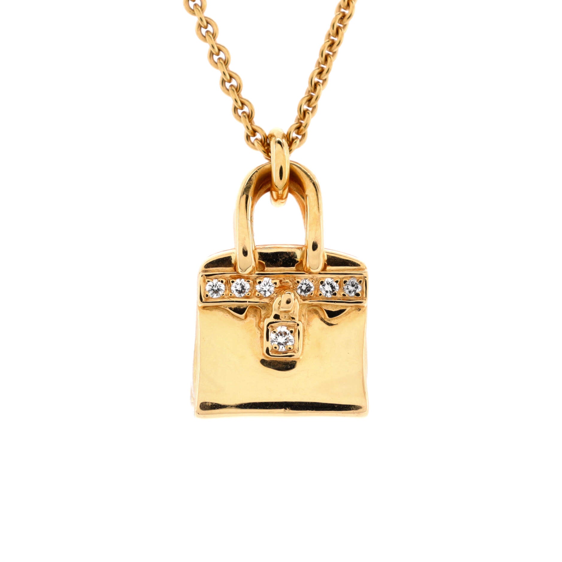 Birkin Amulette Pendant Necklace 18K Yellow Gold with Diamonds