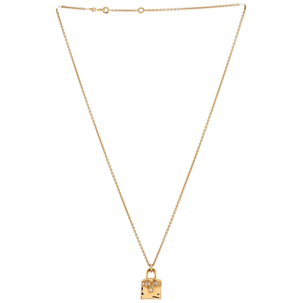 Birkin Amulette Pendant Necklace 18K Yellow Gold with Diamonds