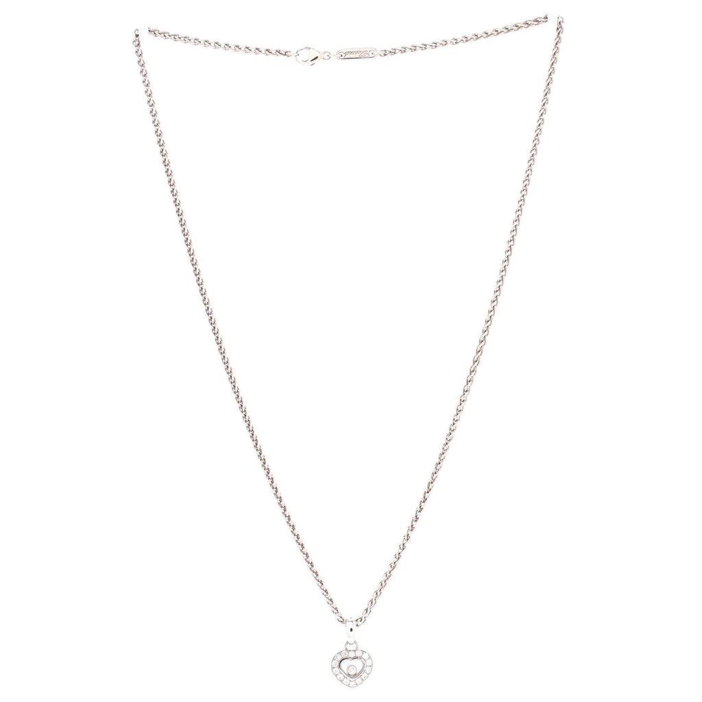 Happy Diamonds Heart Pendant Necklace 18K White Gold and Diamonds