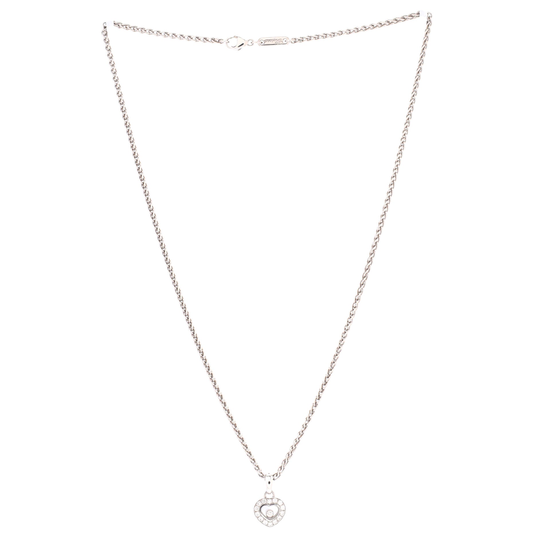 Happy Diamonds Heart Pendant Necklace 18K White Gold and Diamonds