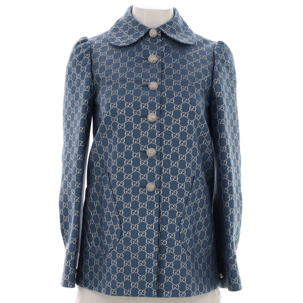 Women's Button Up Jacket GG Lame Wool Blend