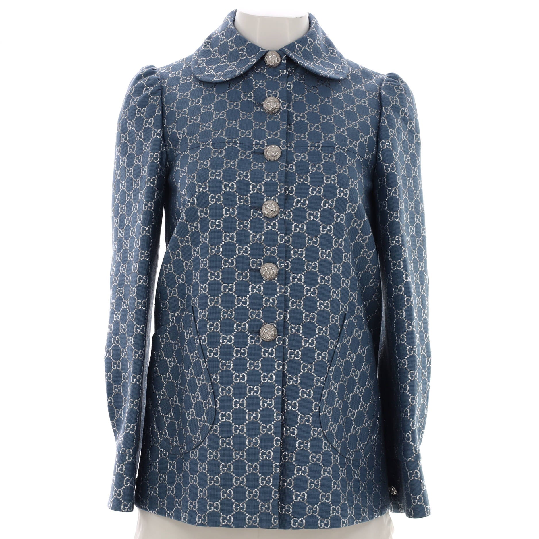 Women's Button Up Jacket GG Lame Wool Blend