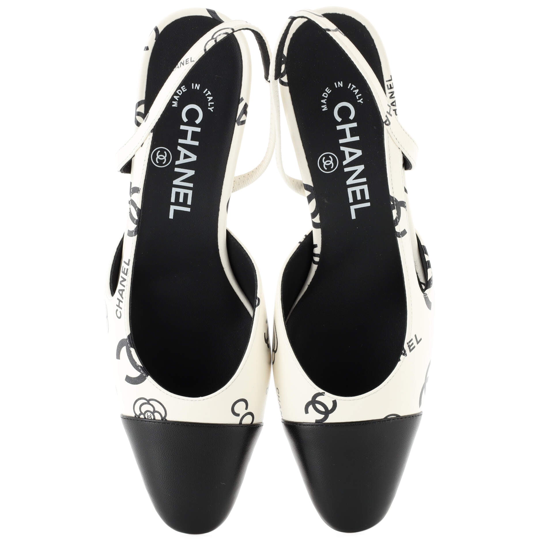 Women's CC Cap Toe Slingback Pumps Printed Leather