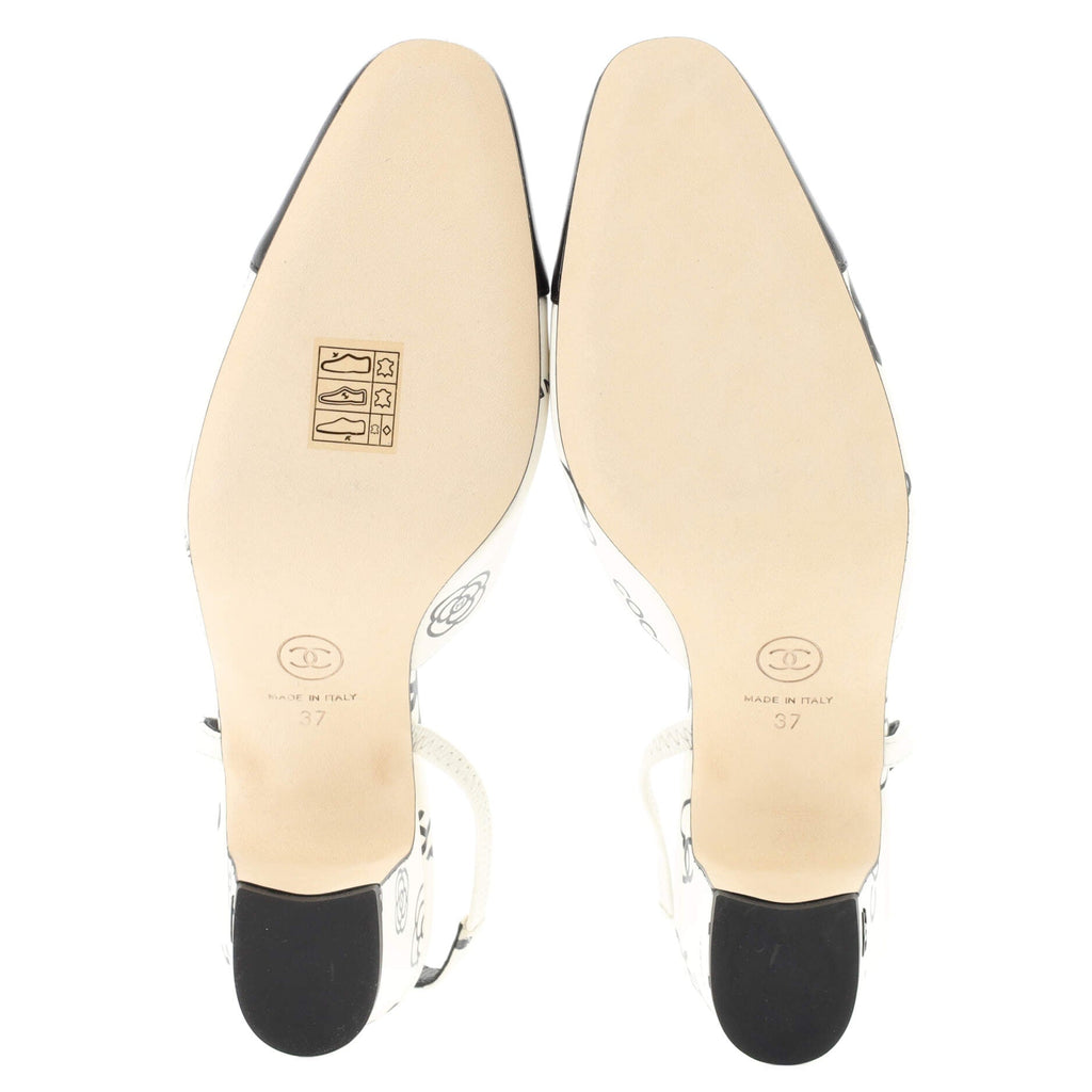 Women's CC Cap Toe Slingback Pumps Printed Leather