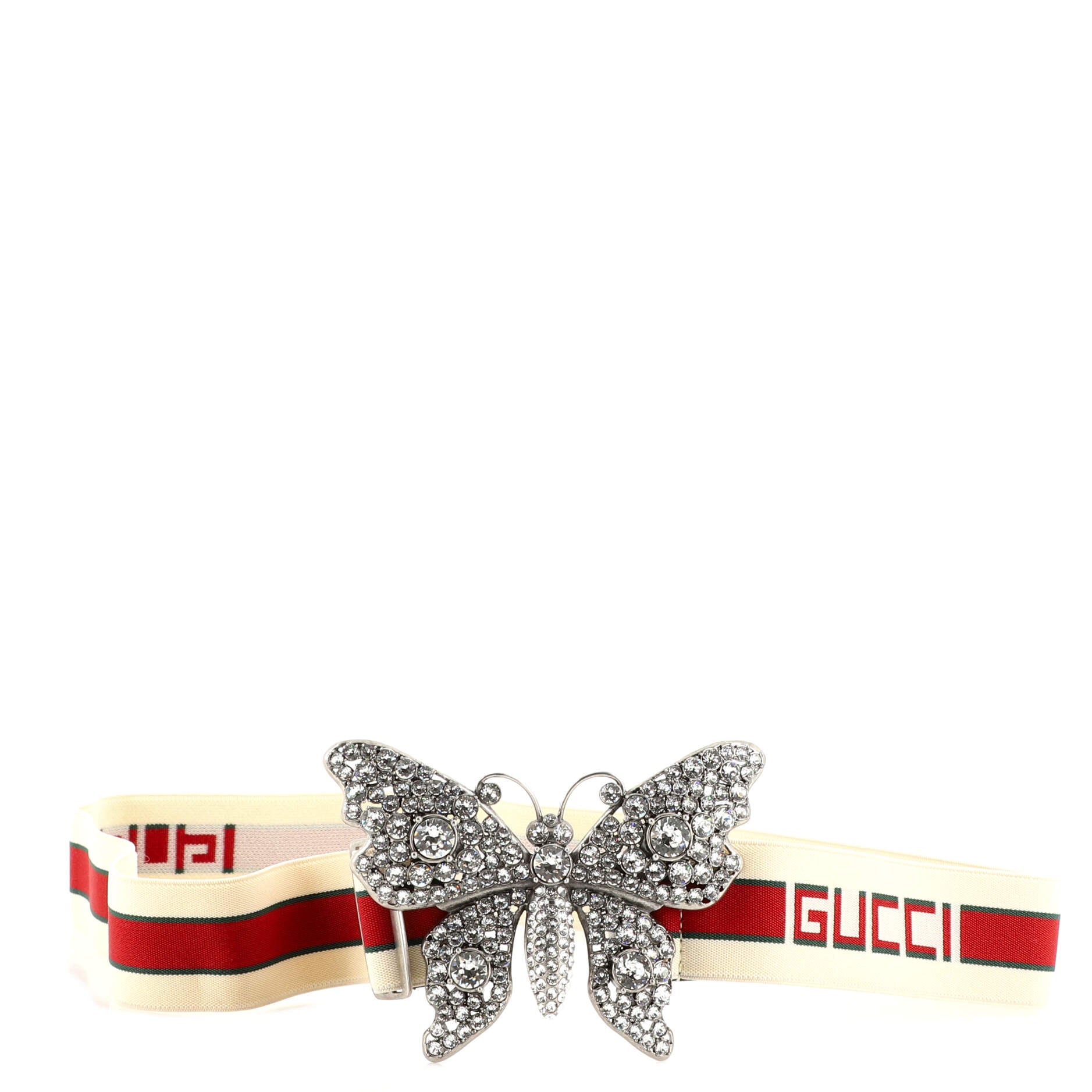 Butterfly Web Logo Belt Elastic with Metal and Crystals Wide 80