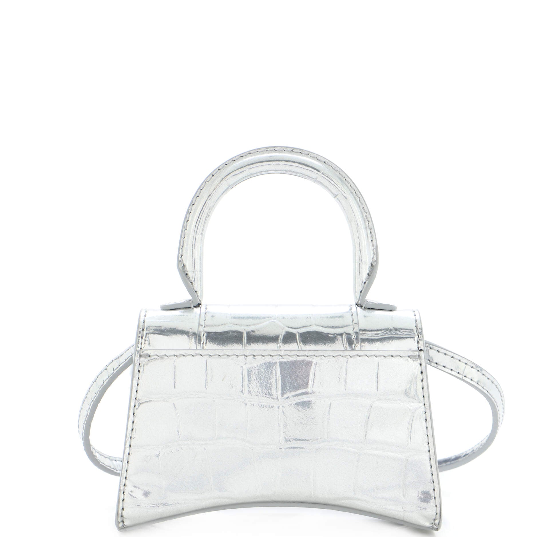Hourglass Top Handle Bag Crocodile Embossed Leather Mini
