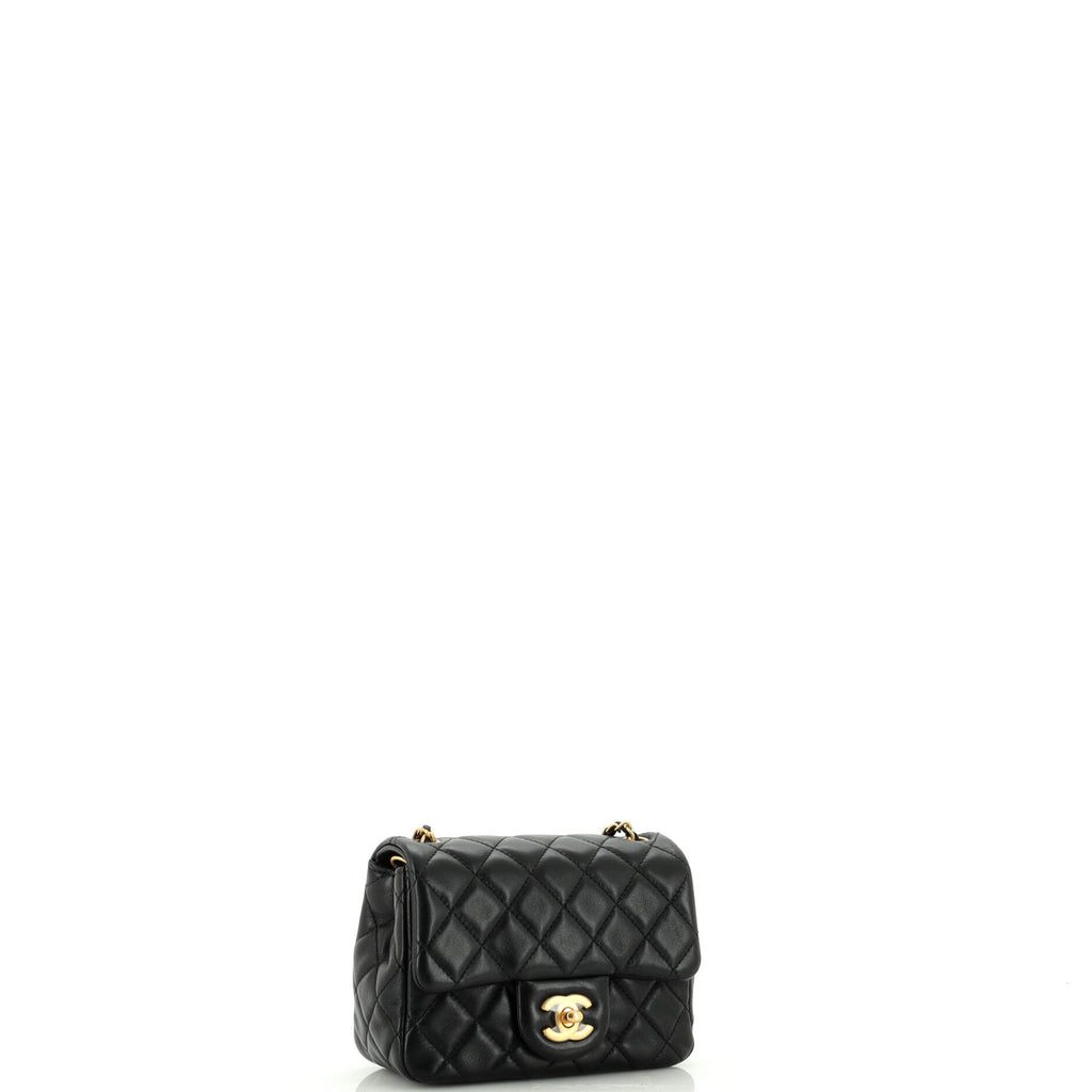 Pearl Crush Square Flap Bag Quilted Lambskin Mini