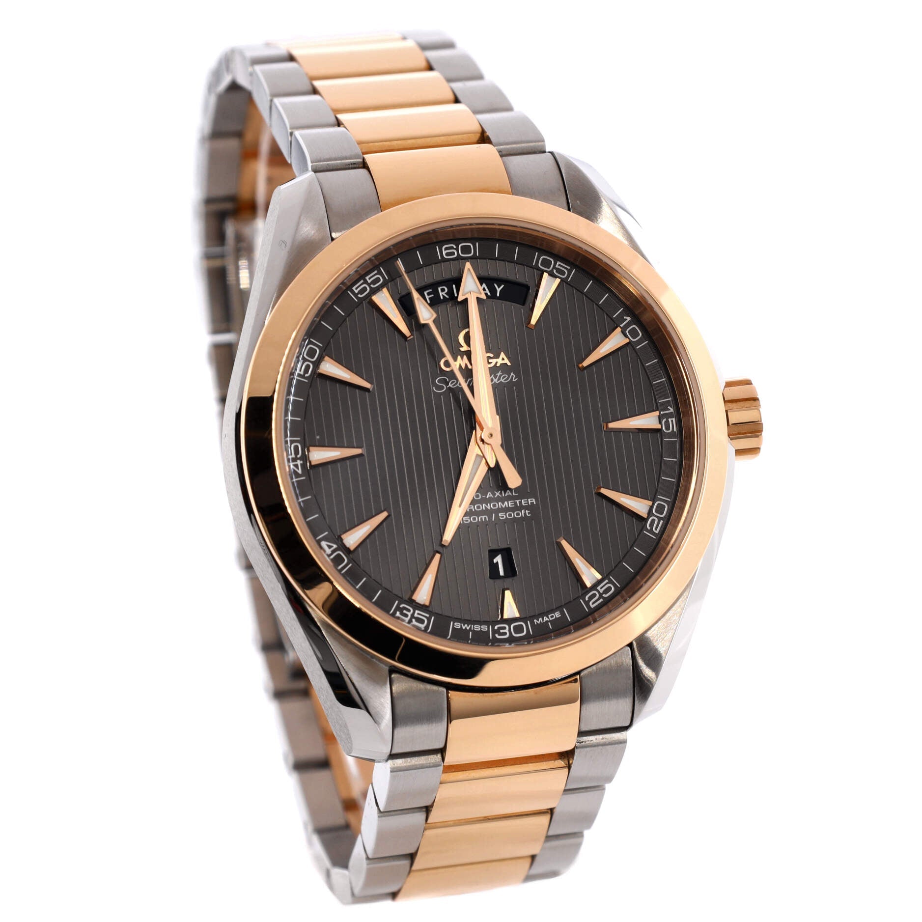 Seamaster Aqua Terra 150M Day-Date Co-Axial Chronometer Automatic Watch Stainless Steel and Rose Gold 42