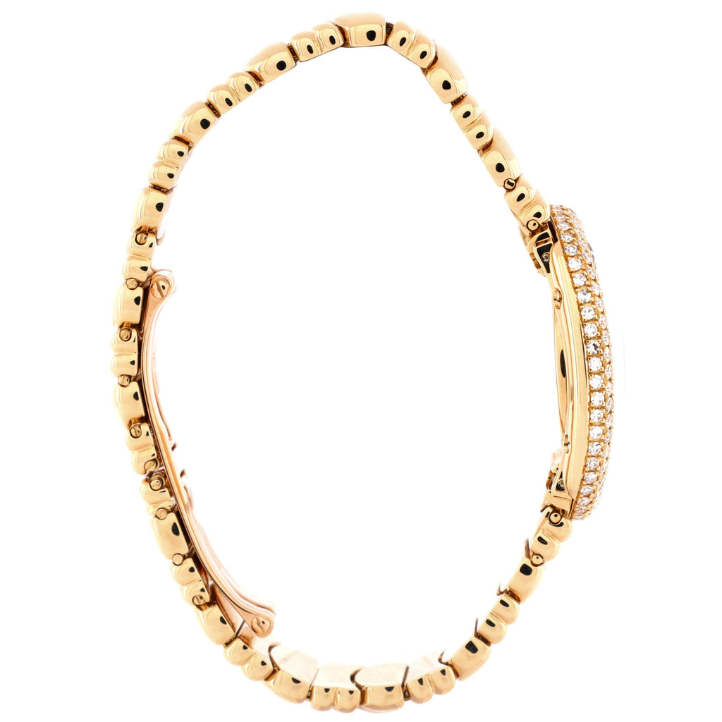 Baignoire Quartz Watch Yellow Gold with Three Row Diamond Bezel 22